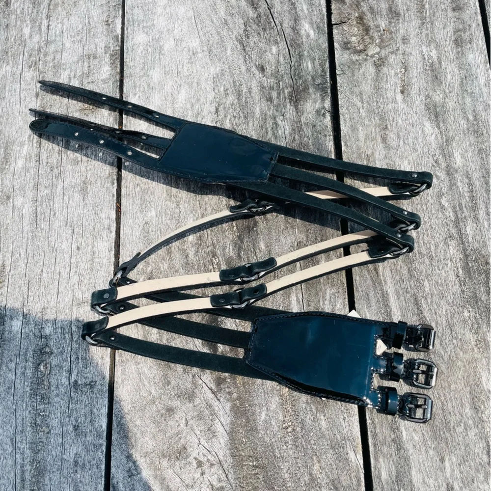 Cole Haan Patent Leather Suede 3-buckle studded Belt